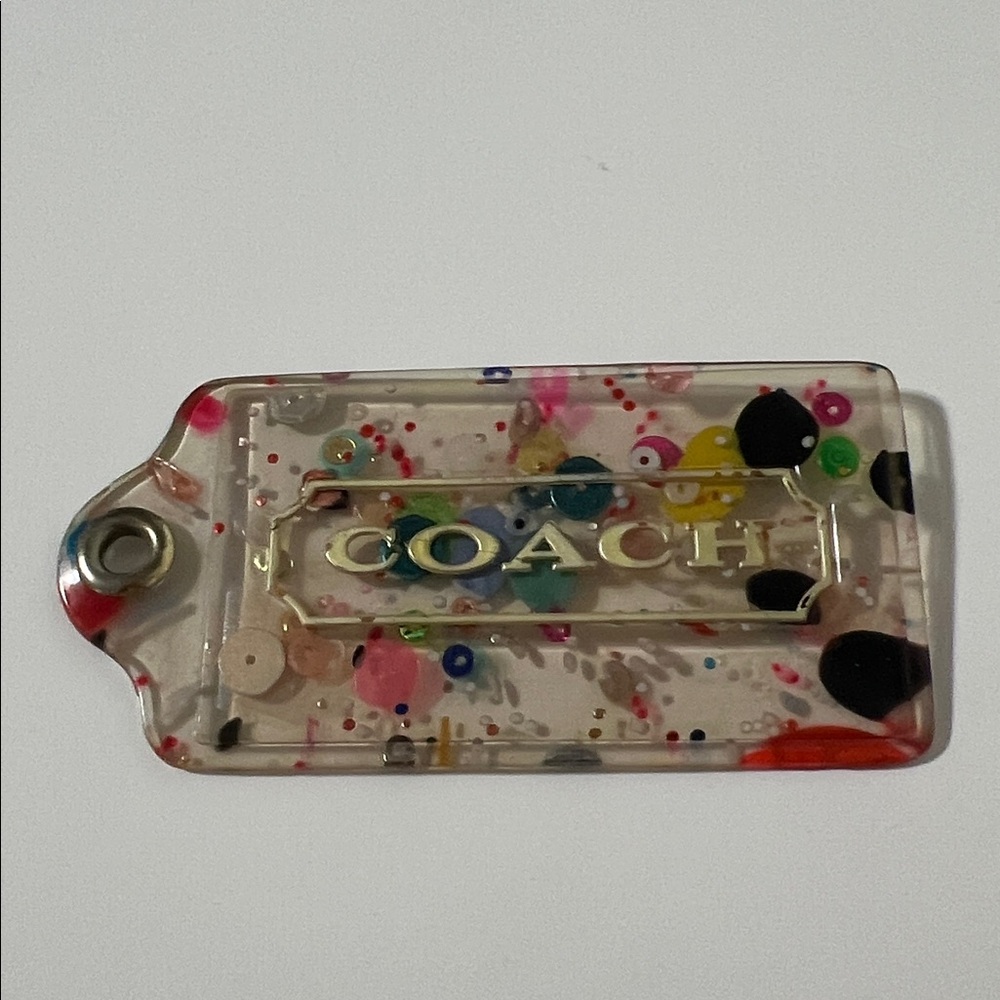๐ฅณ๐ 3.5" Coach Poppy XL Multicolor Confetti Lucite Hangtag Bag Fob Charm Keychain - Picture 4 of 12
